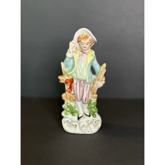 Vintage Occupied Japan Colonial Boy Figurine 6” Hand Painted Porcelain Statue - Picture 1 of 6